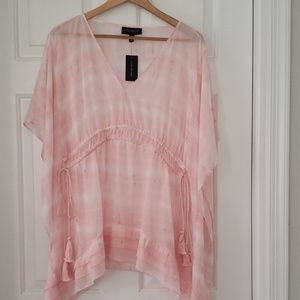 Pink & White Marbled Poncho Top